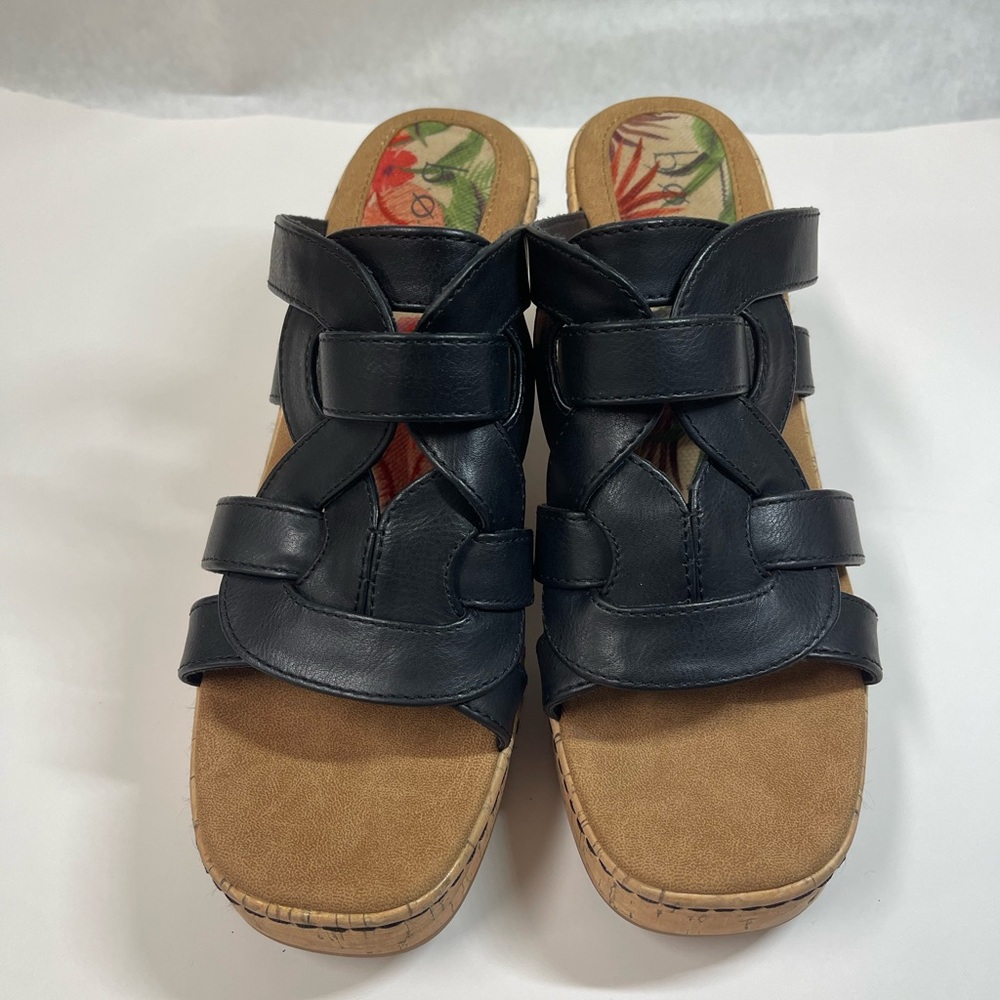 Black and Tan Wedge Sandals